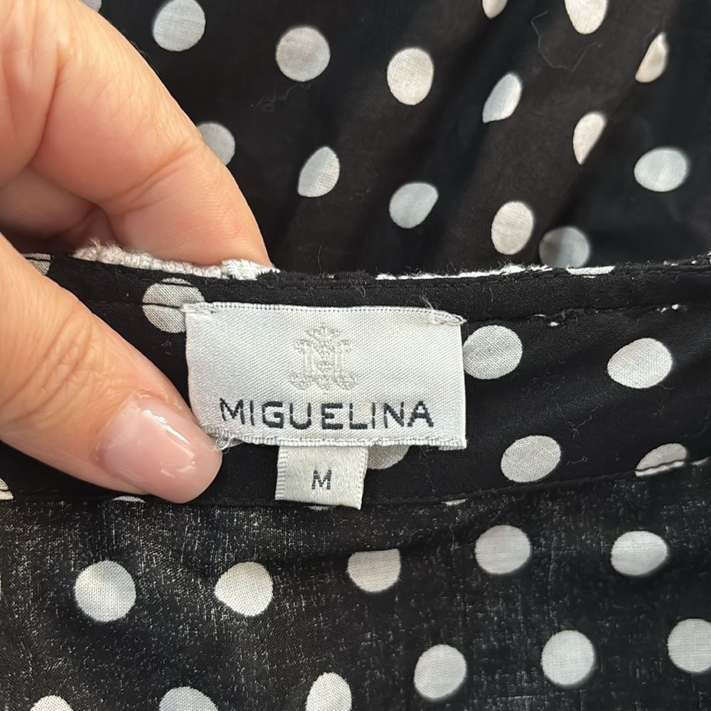 Miguelina Black polka dot crochet lace detailed Mini Dress, M - Picture 11 of 12